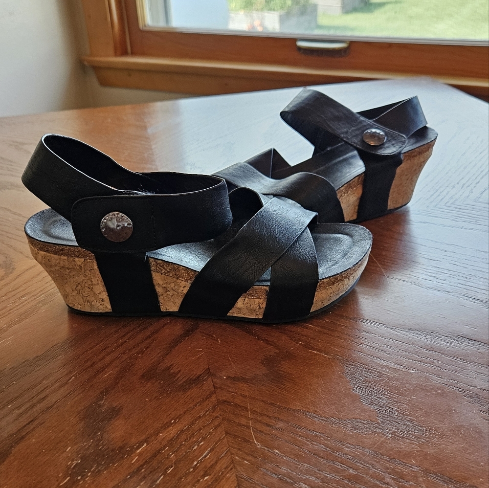 Black Strappy Wedges